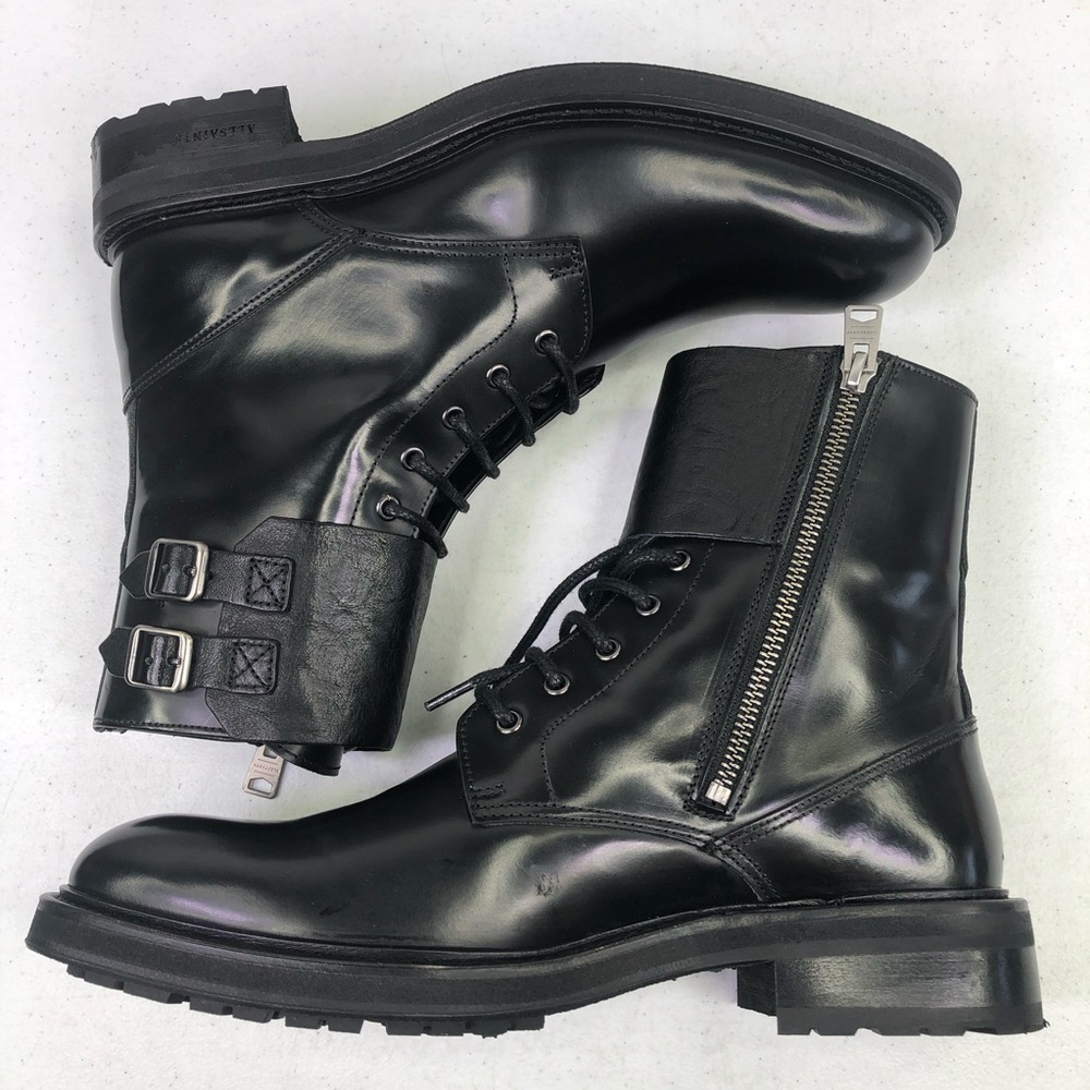 ALL Saints Men’s Beckworth Black Leather Boots - Picture 4 of 9